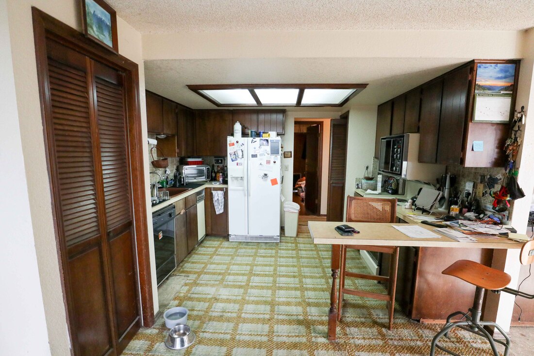 Goodbye, Kitchen Carpet before photo 2